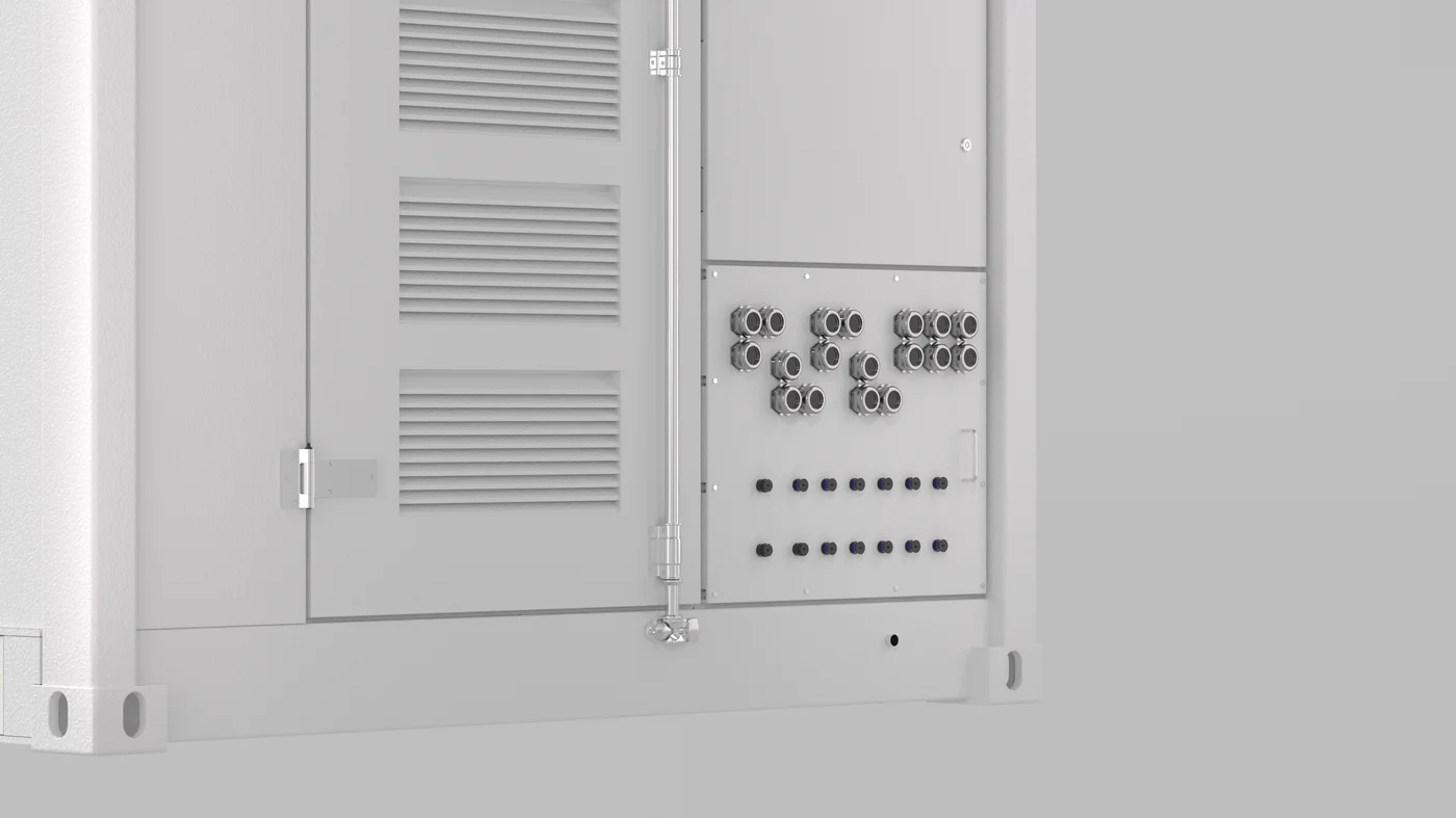 Aster TB250/TB500 — 45° view, cable entries